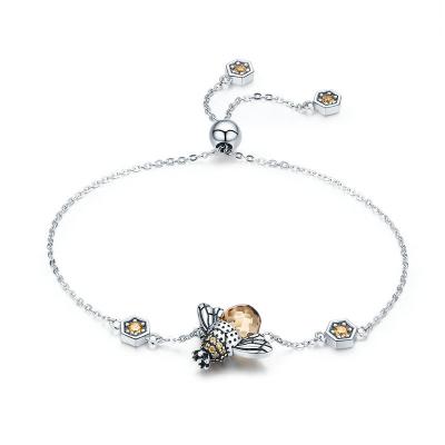 China Abeja reina el 100% 925 pulseras de la plata esterlina, pulsera de plata para mujer del vínculo ajustable en venta