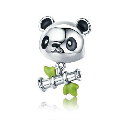 China Bamboo & Panda Animal Shaped 925 Sterling Silver Charms For Pandora Bracelets for sale