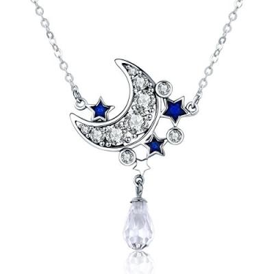 China Colar extravagante do encanto da prata esterlina da estrela e da lua com o pendente de cristal para mulheres à venda