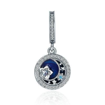 China Moon CZ Star Sterling Silver Pendant Charms For Pandora Bracelets And Necklace for sale