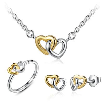 China Original Silver Heart Jewelry Set For Women , Romantic Necklace Earring Ring Sets for sale