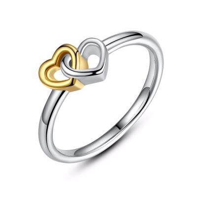 China Joyería fina romántica del amor del corazón 925 de los anillos dobles de la plata esterlina para las mujeres en venta