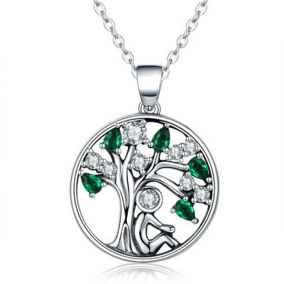 China Green Peridot Tree of Life Sterling Silver Pendant Necklace for Valentines Day Gift for sale