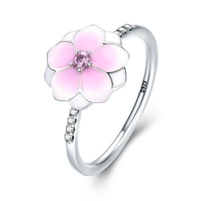 China Anillos de la plata esterlina de la floración 925 de la magnolia de PANDORA, anillos de plata simples para las mujeres en venta