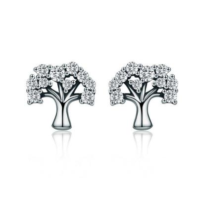 China Las mujeres de la moda despejan el árbol de los pendientes del perno prisionero de la joyería de la plata esterlina de la CZ de diseño de la vida en venta