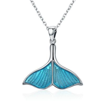 China Modelo azul de la espina de pescado de la sirena de la señora plata esterlina del collar del mar pendiente con cadena larga del océano en venta