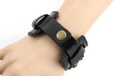 China Unisex Jewelry Gift Retro Wide Leather Wrist Cuff Bracelets Punk Exaggerated Style for sale