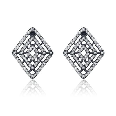 China Pandora 925 Sterling Silver Earrings Geometric Lines Earring Studs Clear CZ Earrings for Women for sale