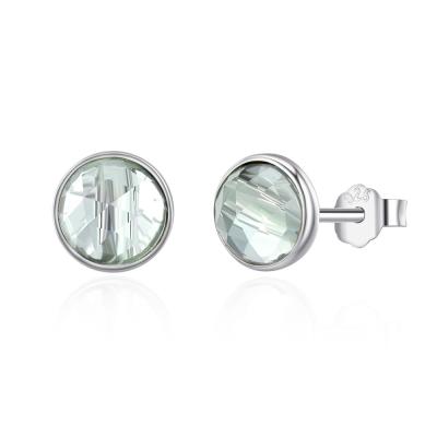 China March Droplets Earring Studs 925 Sterling Silver Aqua Blue Crystal Stud Earrings for sale