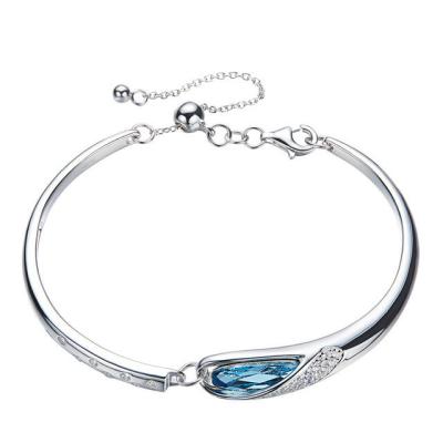 China Elegancia elegante cristalina azul de las pulseras del brazalete de la plata esterlina S925 para las mujeres en venta