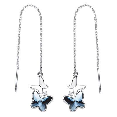 China Pendientes de la plata esterlina de la mariposa 925 de la moda, pendientes del descenso de la plata esterlina los 9.4CM * el 1.1CM en venta