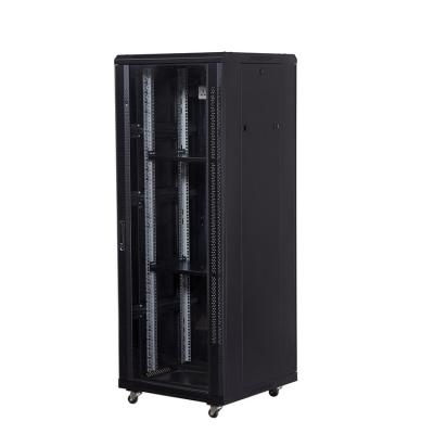 China SPCC Cold Rolled Steel Server Rack 32u Rack Mount Server Chassis 19 Inch Rack Server Cabinet Made In China 1600mm Tempered Glass Door Or Mesh Door for sale