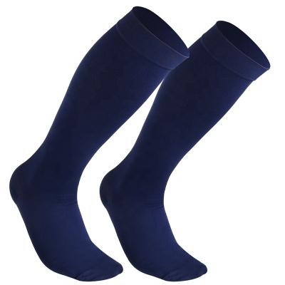 China Arch Support High Heel Spurs Navy Blue Travel Knee Socks With Graduated Compression for sale