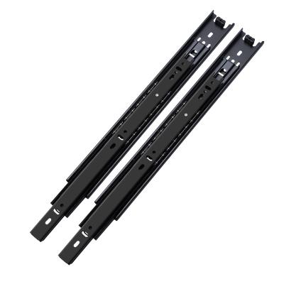 China Strong Wide Black 3 Fold Ball Bearing 35mm Extension Drawer Safe Telescopic Slide Full Loading Capacity for sale