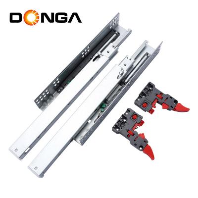 China Strong Loading Capacity Damping Hardware Three Bottom Section Full Rail Support Buffer Drawer Slide Slide for sale