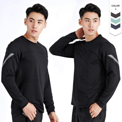 China New Anti-wrinkle plus size men's sports wear shirt running exercise jogging long sleeves shirt for breathing gym wear top for men for sale