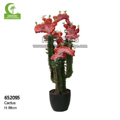 China Environment Friendly Plastic Cactus Bonsai Artificial Simulated Succulent Potted Plants With Flowers for sale