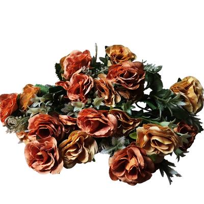 China Rose Wholesale Cheap Bouquet Romantic Minimalist Artificial Colorful Silk Decorative Flowers for sale