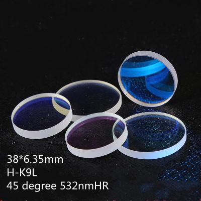 China 38*6.35mm 45 Degree Reflective Lens 532nmHR H-K9L Laser Optical Lens for sale