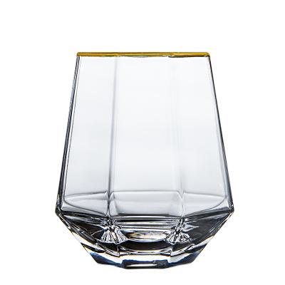 China Simple and exquisite lead-free crystal cup modern octagonal cup crystal beverage cup whiskey glass for sale