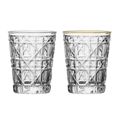 China Christmas Checkered Glass Mug Whiskey Glass Cup Europe Pattern European Minimalist Style for sale