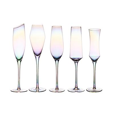 China Europe Champagne Glasses Exquisite Colorful and Elegant Lead Free Crystal Wedding Wine Glasses for sale