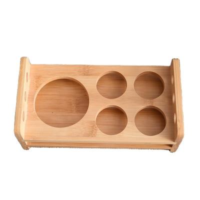 China Bamboo Cup Holder Stocked For Shot Glass Display Wine Glass Rack Drying Stand And Bottle Rack for sale