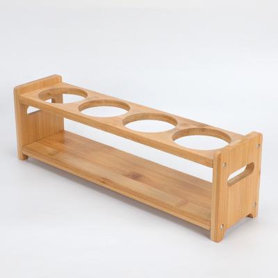 China Hot Selling Stocked Bamboo Cup Holder For Shot Glass Display Wine Glass Rack Drying Stand And Bottle Rack for sale