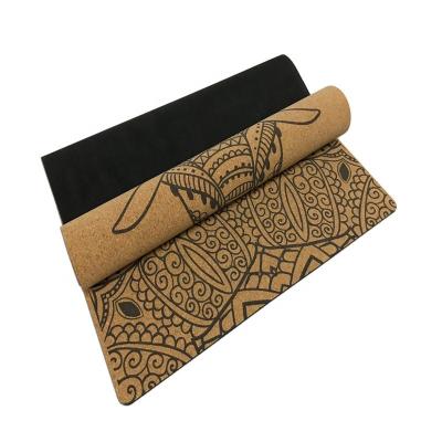 China Wholesale Organic Natural Thick Natural Rubber Eco-Friendly Cork Printed Yoga Mat Manufacturer Durable Non-slip for sale