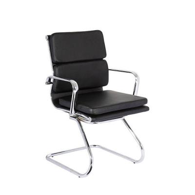 China Luxury Office (Height) Adjustable Low Back Black Leather Executive Conference Chair Without Wheels for sale