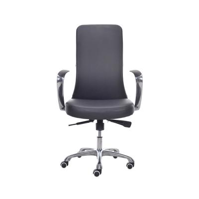 China Hot Selling High Arm Ergonomic Office Chairs (Height)Adjustable Back Aluminum Black Leather Executive Office Chair for sale