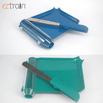 China Hospitals Green Blue Straight ABS Plastic Pill Counting Tray Pill Counter With Spatula for sale