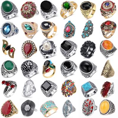 China Vintage Fashion Statement Mens Jewelry Hollow Rhinestone Hollow Gemstone Men's Ring for sale