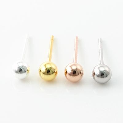 China 3/4mm S925 Sterling Silver Earrings Smooth Beads Hypoallergenic Female Earrings Jewelry 568256018485 for sale