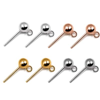 China 925 Pure Sterling Silver S925 Ear Stud DIY Silver Accessories 3mm 4mm Round Pearl Earrings Accessories Wholesale for sale