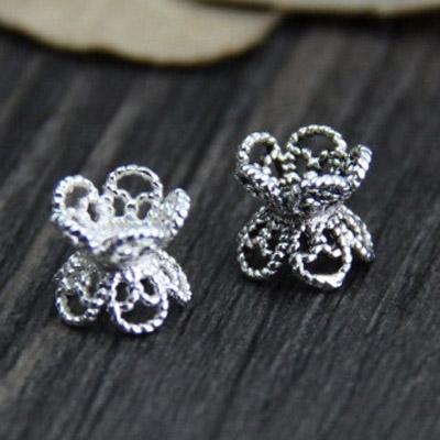 China 925 Hot Sale 925 Sterling Silver Double Flower Loose Spacer Bead DIY Jewelry Accessories Findings for sale