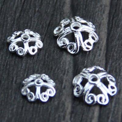 China 925 925 Silver Handmade Beads Caps Sterling Silver Flower Bead Caps DIY Jewelry Accessories Bead Cap for sale