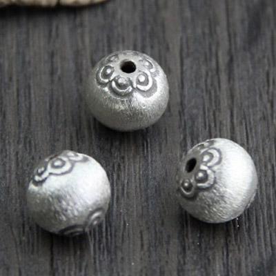 China 925 Silver Raw 925 Sterling Silver Beads Engrave Flower Bead DIY Bracelet Necklace Bangle Spacer Beads for sale