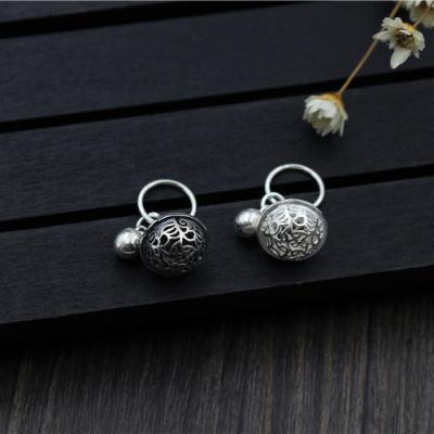 China 925 Sterling Silver 925 Sterling Silver Charms Antique Carved Bells Fit DIY Bracelet Pendant Jewelry for sale