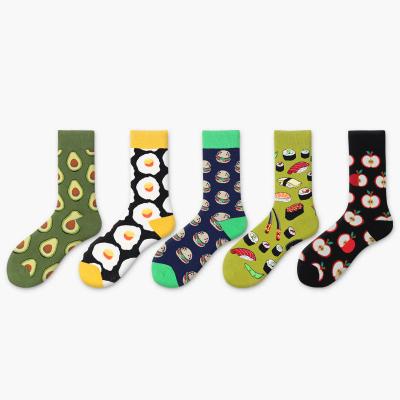 China Wholesale Winter Autumn Women Sock BONYPONY Madame Sweet Dessert Donuts Avocado Poached Eggs Apple Burger QUICK DRY cute pattern meias for sale