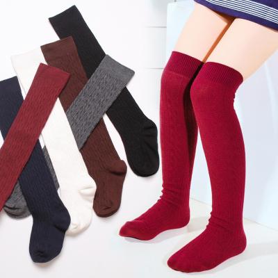 China BONYPONY Antibacterial Girl Combed Cotton Long Bangs Kids Dance Stocking Children's Knitted Knee Socks for sale