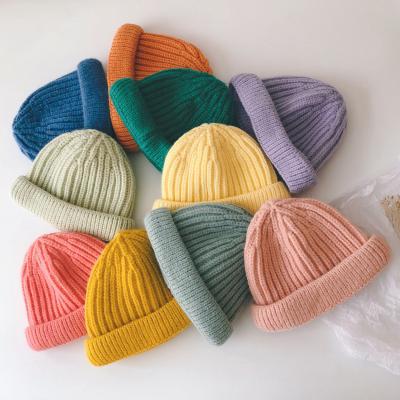 China Wholesale Candy Color Kids Beanie Hats COMMON Beanies Ribbed Comfortable Infant Toddler Baby Knit Kids Beanie Hat for sale