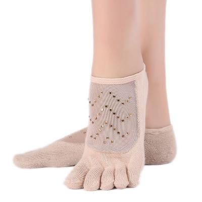 China Anti Slip BONYPONY Star Glitter Antibacterial Breathable Comfort Mesh Non-Slip Socks Ergonomic Elastic Five Toe Yoga Pilates Socks with Grip for sale