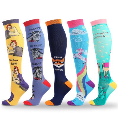 China Unicorn Athletic Over The Calf Antibacterial Rainbow Knuckles Best Support Compression Sports Running Recycling Socks for sale