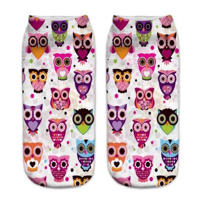 China BONYPONY New Meias Summer Antibacterial Autumn Harajuku Owl Socks 3D Print Animal Women's Cat Printed Socks Low Cut Socks for sale