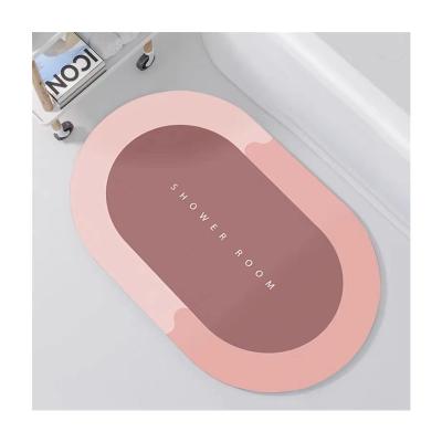 China Custom Washable Non Slip Floor Printing Diatomite Bath Mat Earth Quick Dry Diatom Absorbent Bath Mat for sale