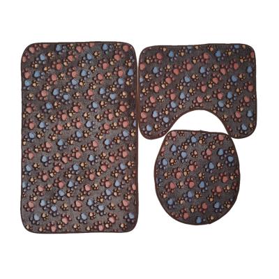 China Non Slip Washable Bath Mat 3 Pieces Set Cheap Soft Comfortable Bath Mat Foam 3 Pieces Set for sale