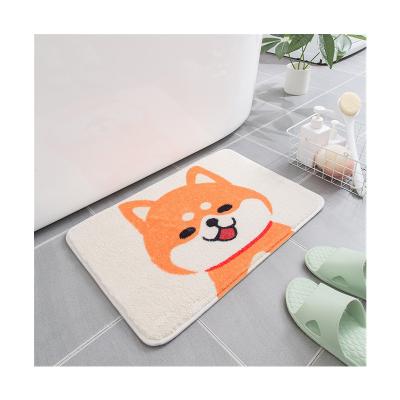 China Bath Mat Soft Water Absorption Bathroom Washable Foot Cover Anti Slip Cashmere-like Printing Bath Mat for sale