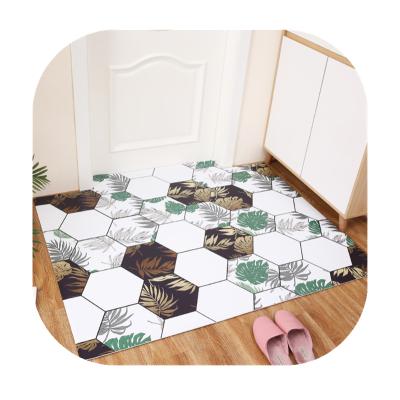 China Nordic Eco-friendly Washable Mat Waterproof PVC Leather Kitchen Door And Non-slip Home Decorative Mat for sale