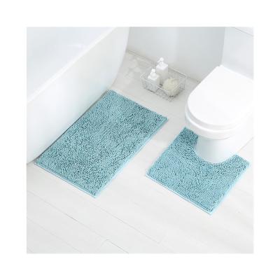 China Anti Slip Microfiber Chenille Bath Mat Sets Anti Slip Waterproof Bathroom Shower Cover Slippery for sale